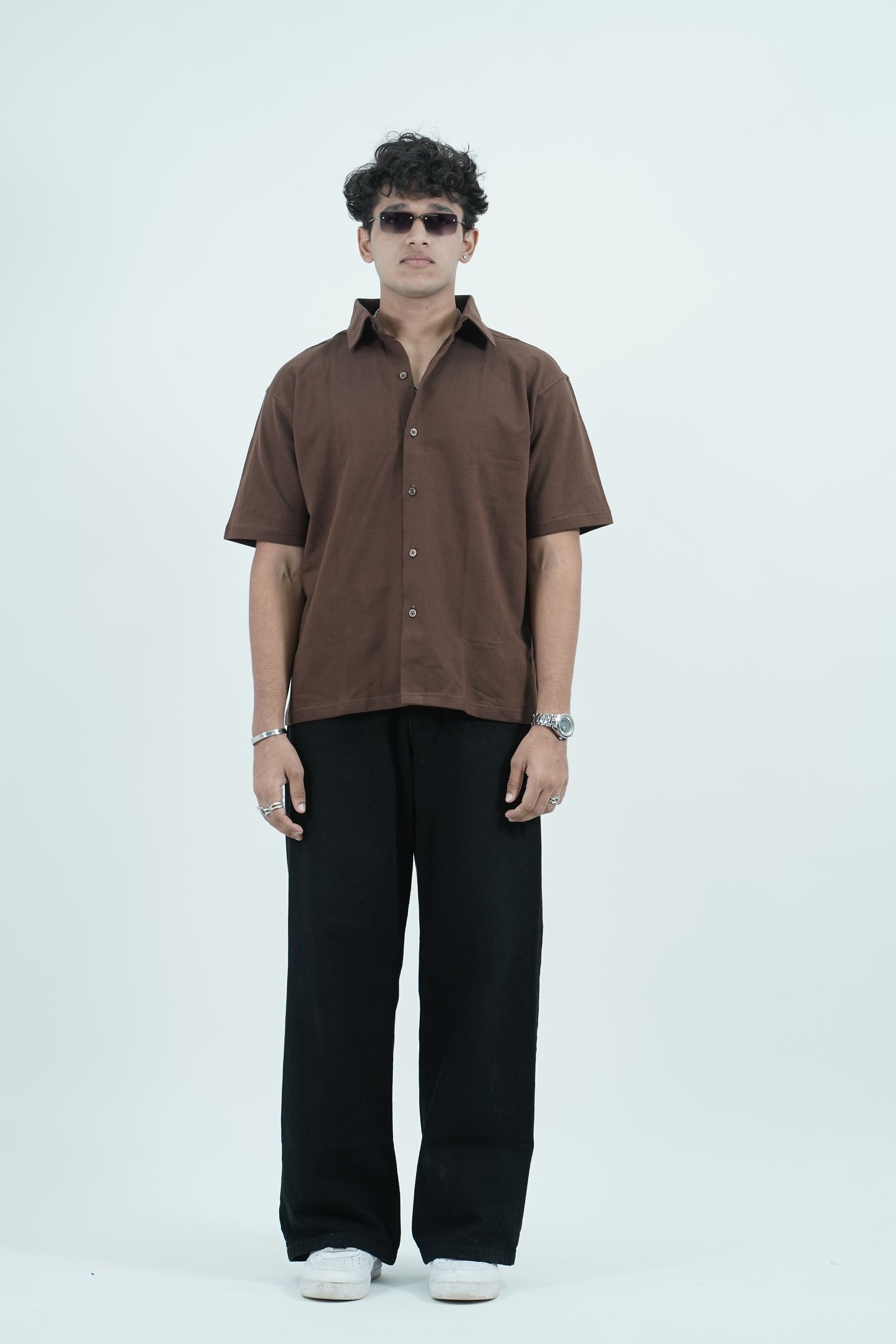 Cropped Shirt ( Brown )