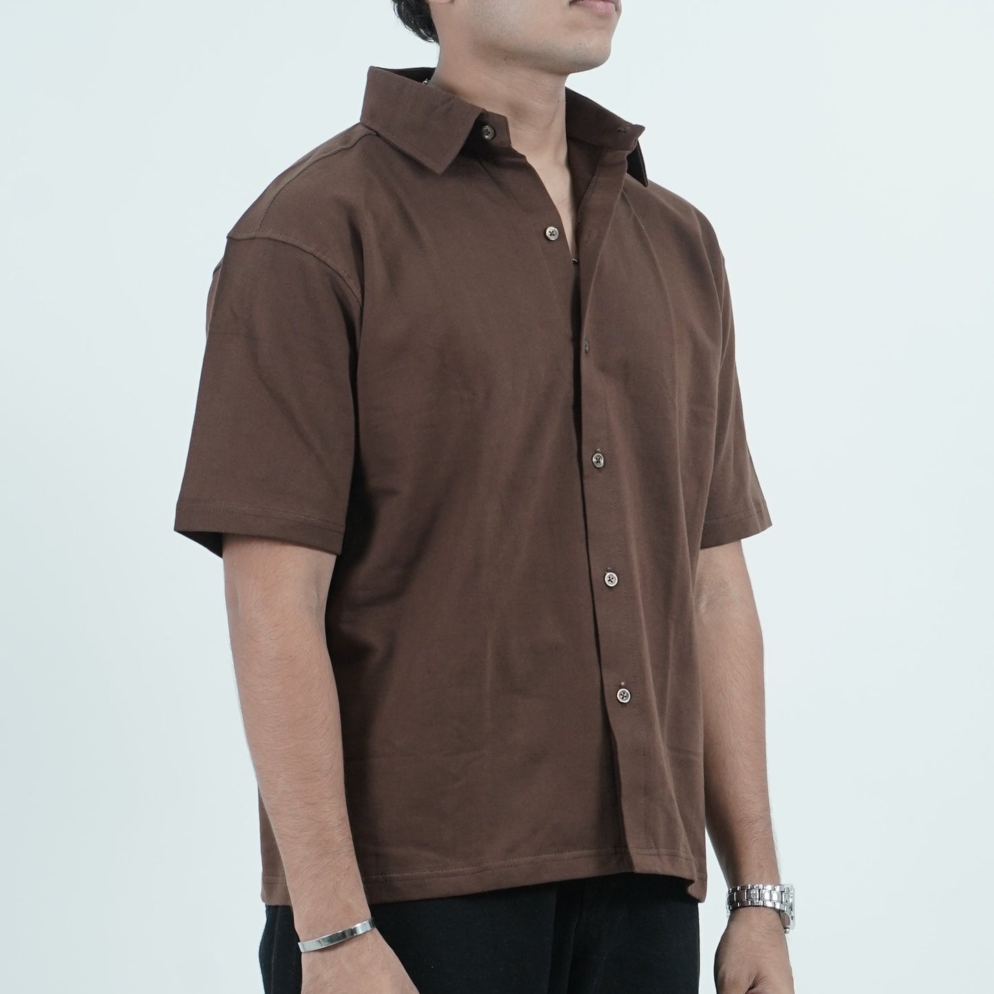 Cropped Shirt ( Brown )