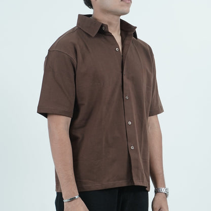 Cropped Shirt ( Brown )