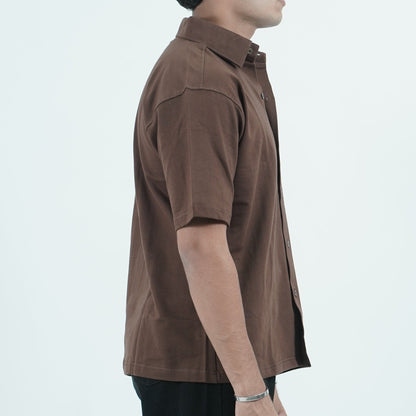 Cropped Shirt ( Brown )