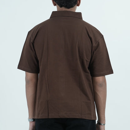 Cropped Shirt ( Brown )