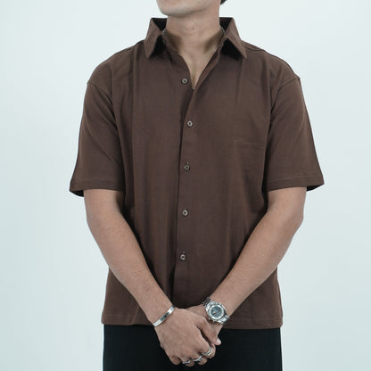 Cropped Shirt ( Brown )