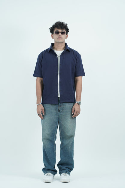 Cropped Shirt ( Blue )