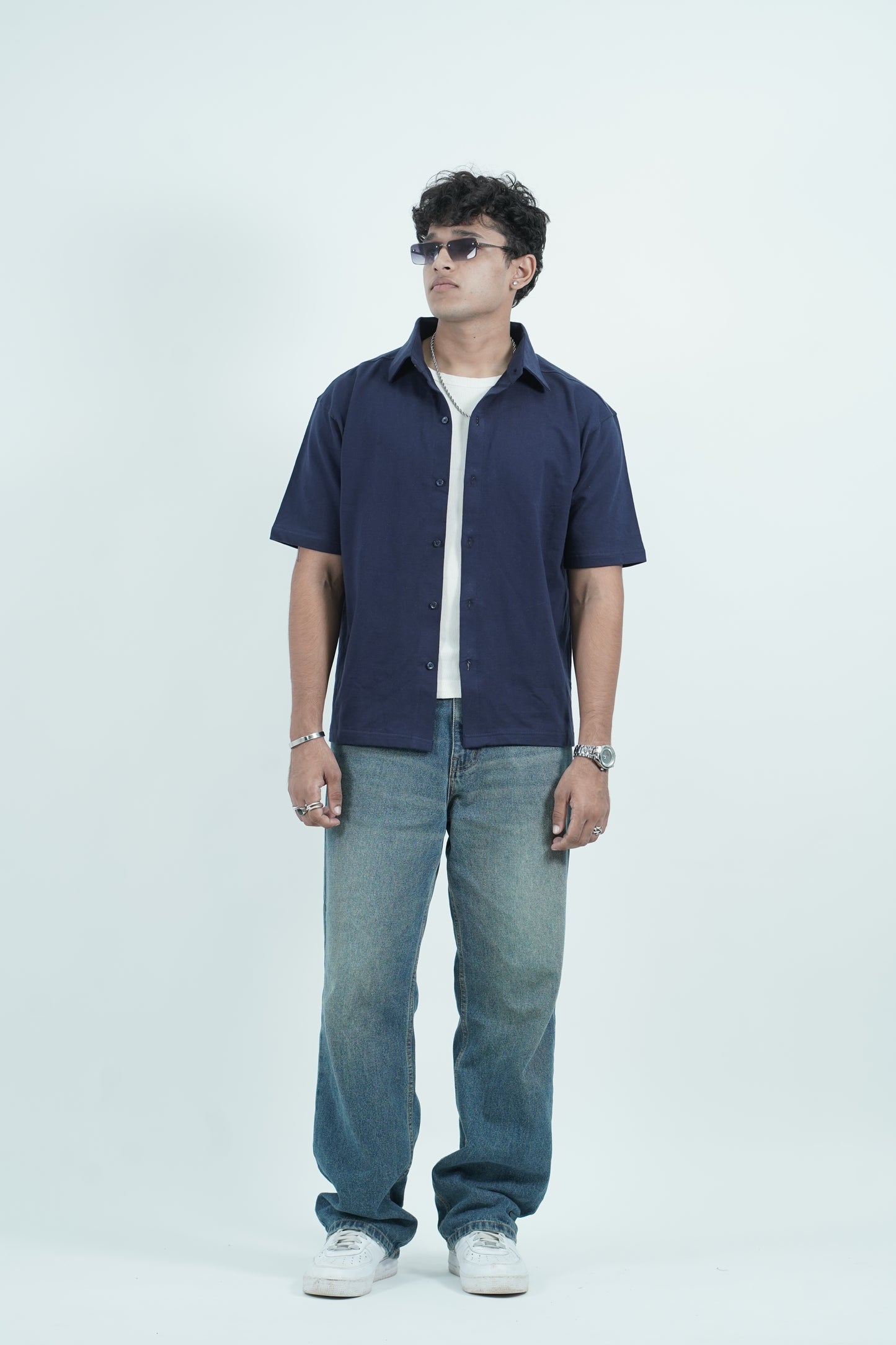 Cropped Shirt ( Blue )