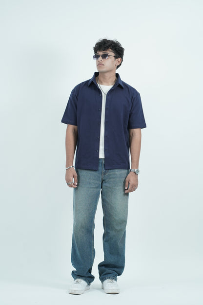 Cropped Shirt ( Blue )